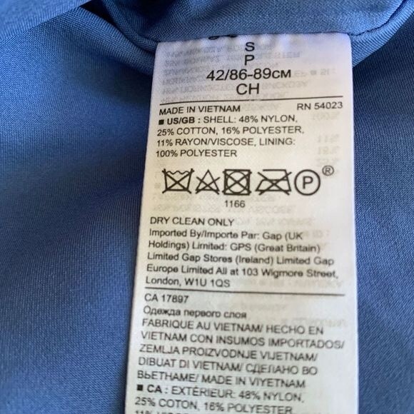 Banana Republic blue top women eyelet lace long sleeve blouse Size S business - Picture 7 of 11